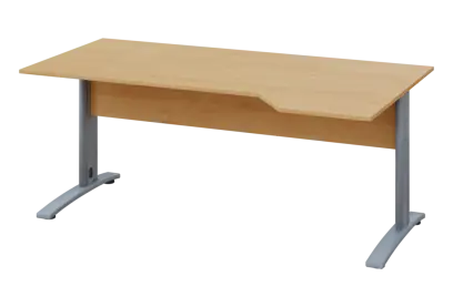 EZK 18 - 184 stůl kancelářský, rohový, pravý, kovová podnož stříbrná, deska 18 mm, široký 1800 mm, javor horský